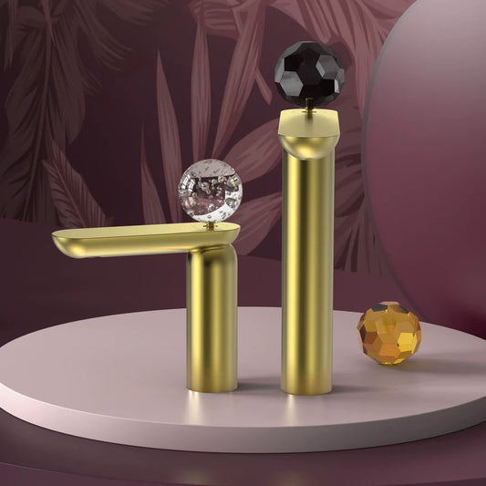 Brushed Rose Gold Bathroom Faucet Brass Grey Basin