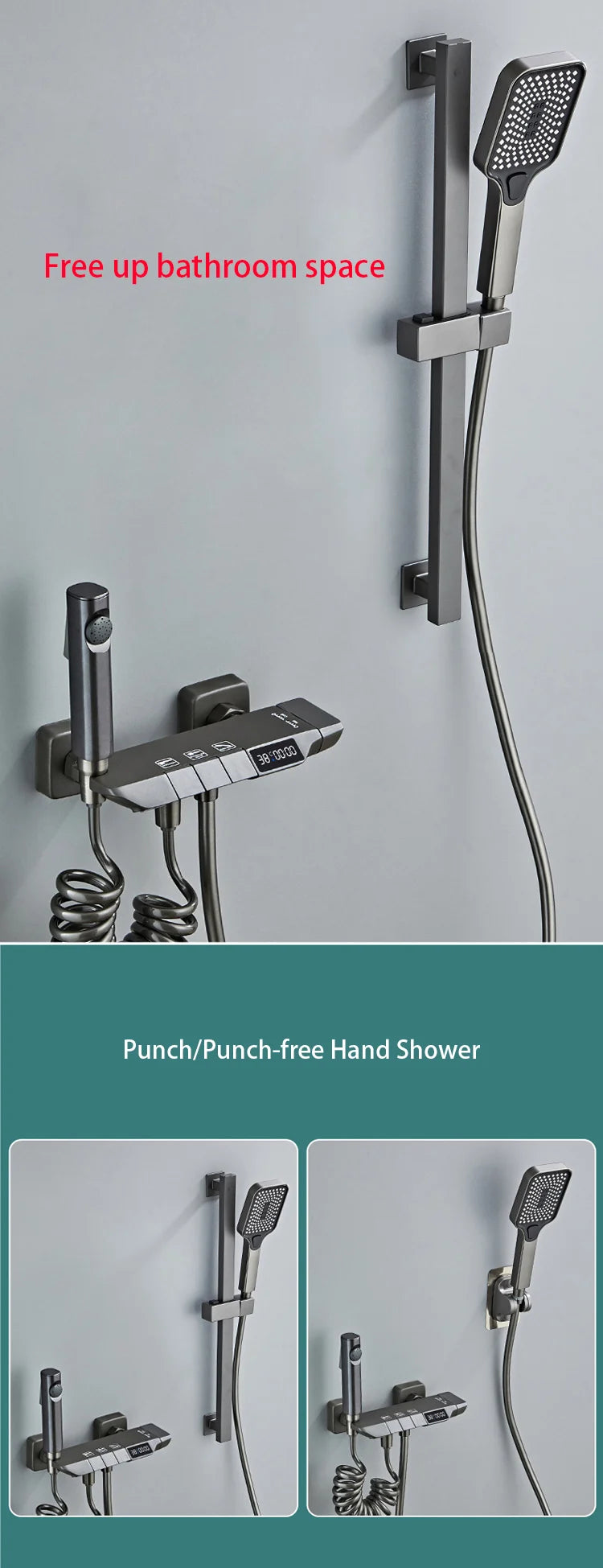 Design Gun Grey Bathroom Shower System Piano Keys