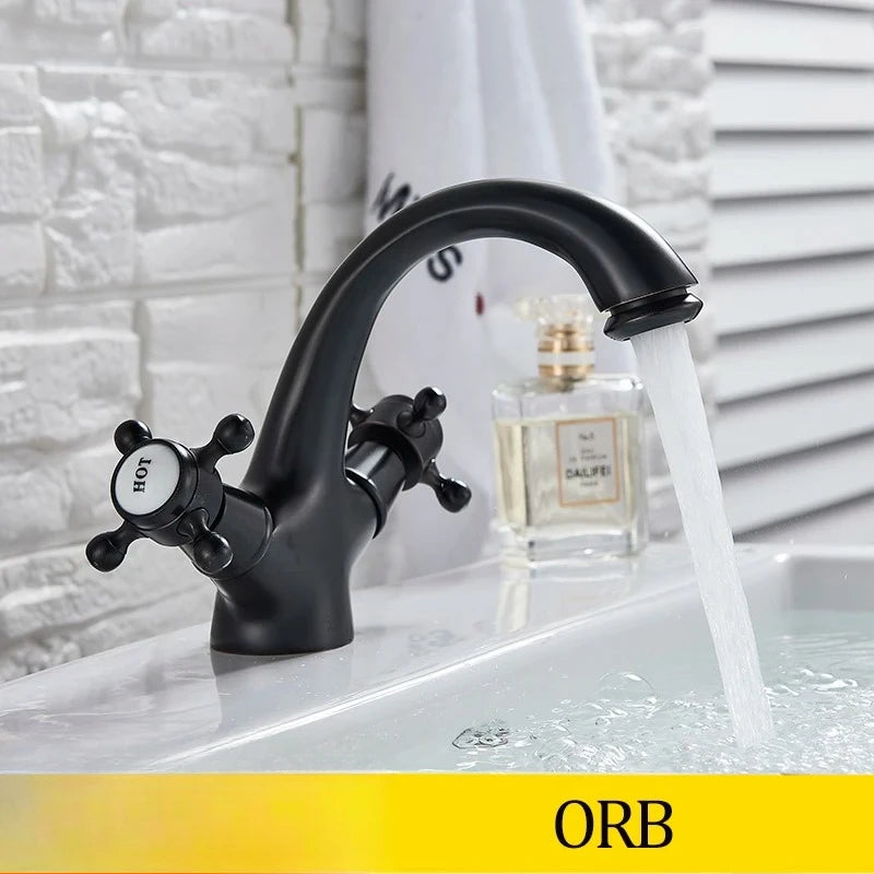 Senlesen Antique Faucet Bathroom Basin Faucet Two Handles