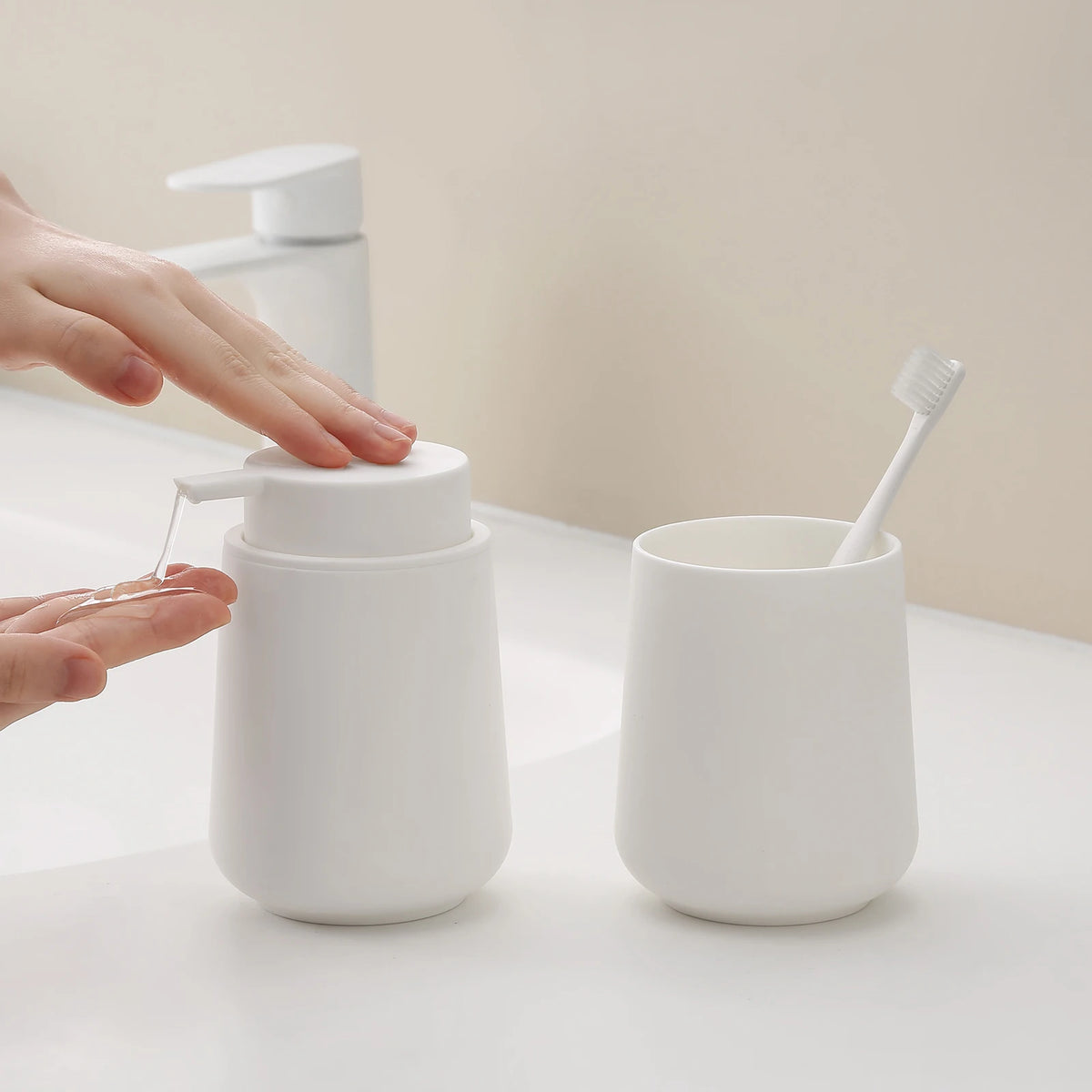 Bathroom Accessory - 2-Piece Soap Dispenser Cup Bathroom