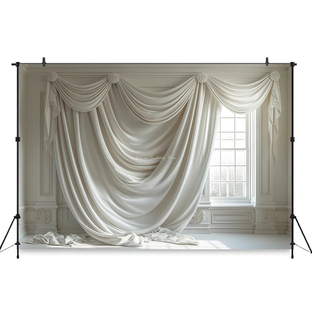 White Gauze Curtains Background Wedding Bride Shower Photography