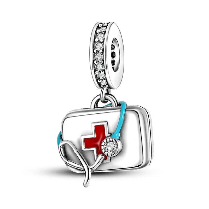 Original 925 Sterling Silver Medicine Cabinet Stethoscope Charms