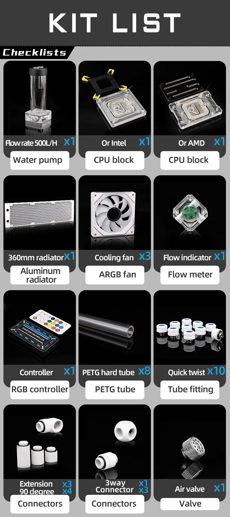Syscooling Diy Pc Water Liquid Cooling Fan Kit