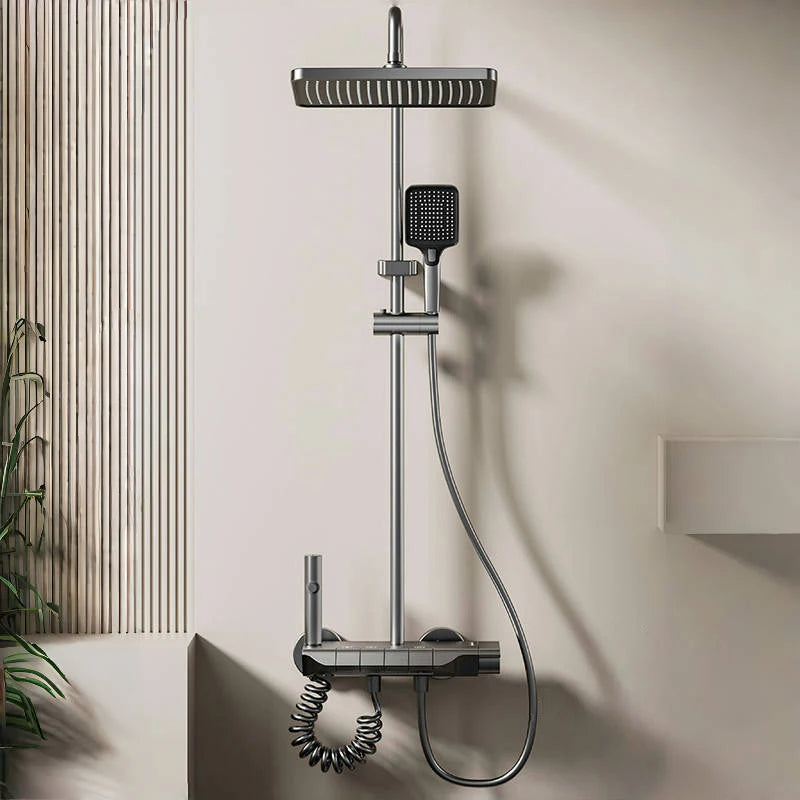 Bathroom Aluminum Shower Gunmetal Gray Cold Water Piano