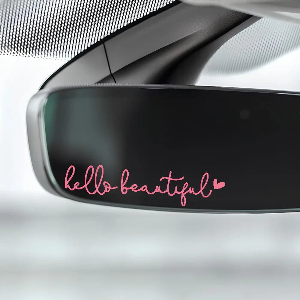 1pc Hello Beautiful Car Rearview Mirror Vinyl Decals