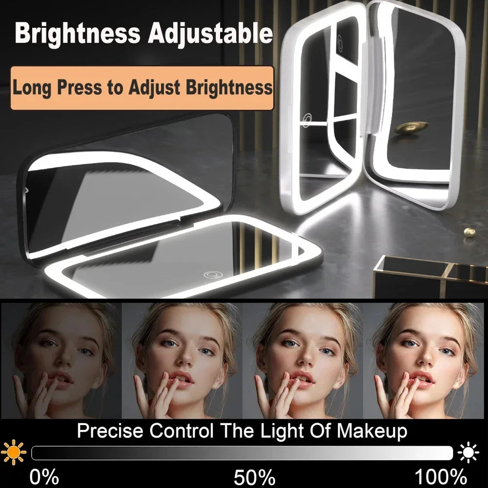 Rechargeable Square Makeup Mirror Led Lights 1x/5x Magnification