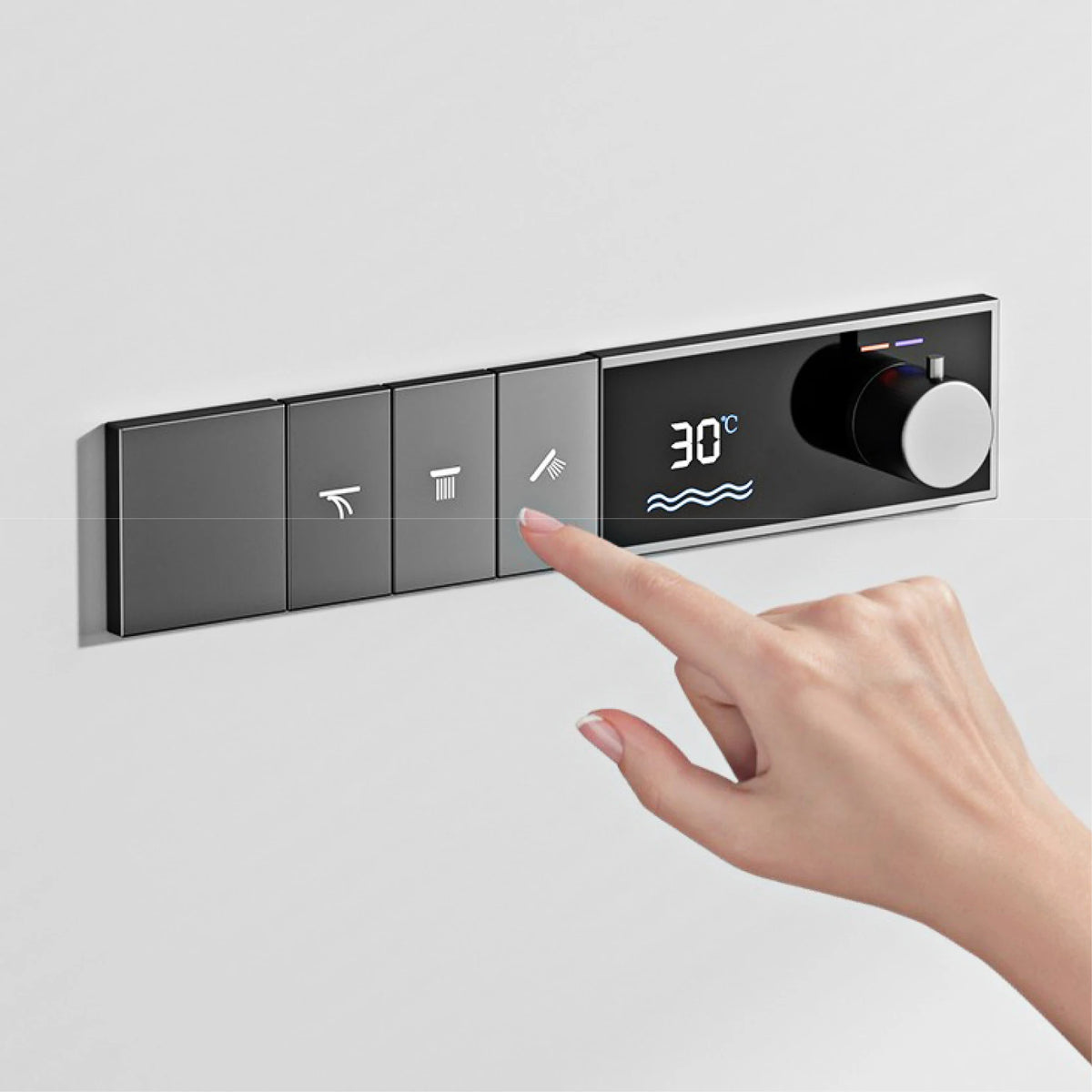 Gunmetal Luxury Brass Built-In Thermostatic Shower System Led