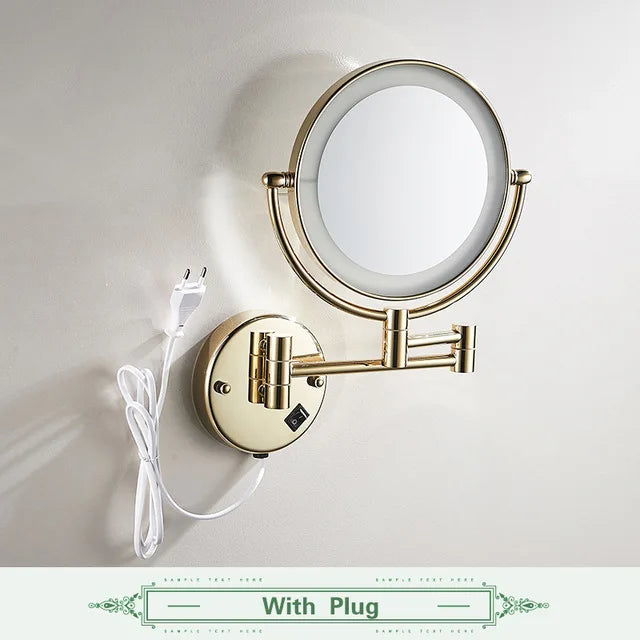 5x Magnifying Led Folding Bathroom Mirrors Wall Mounted