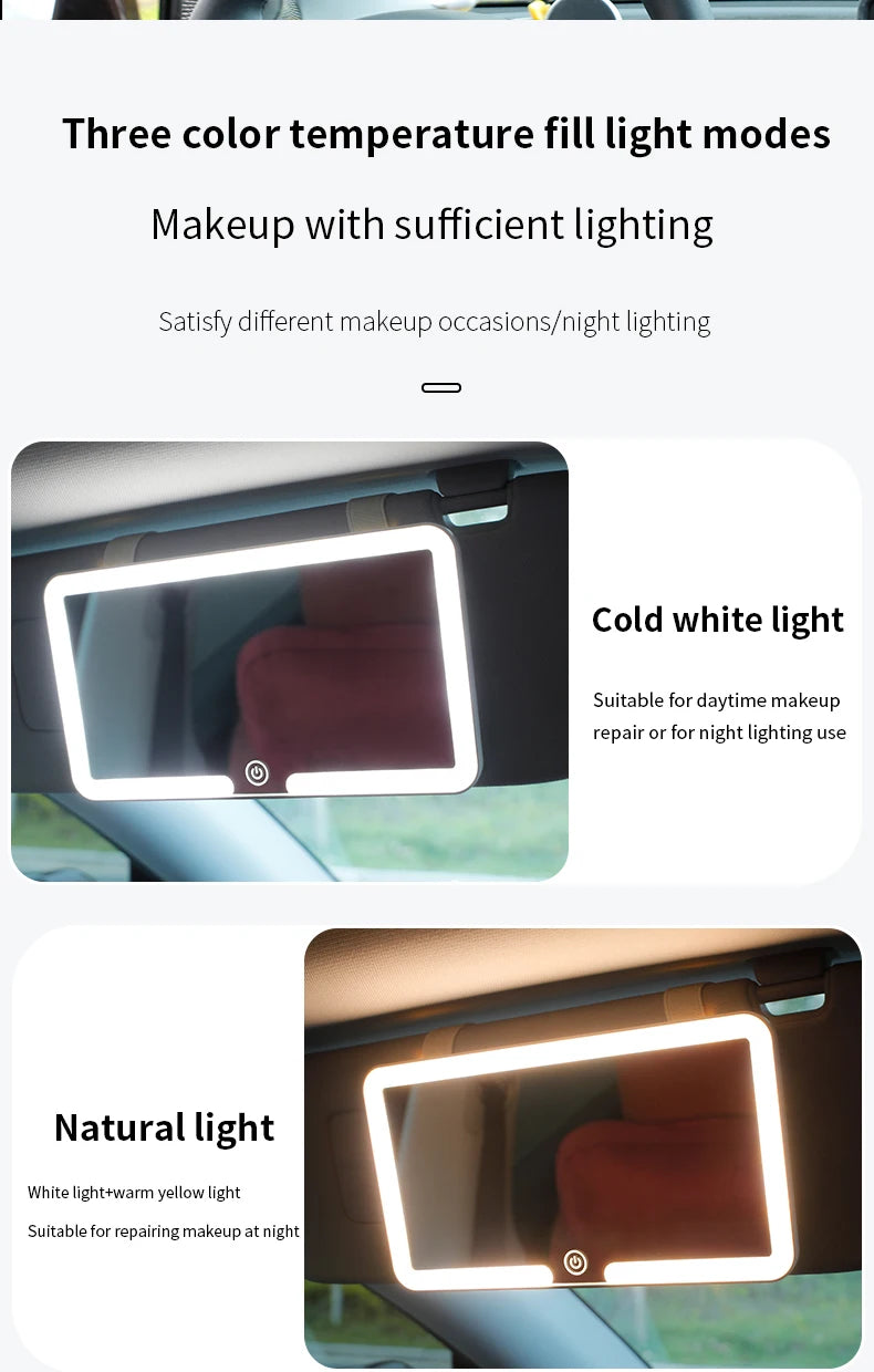 Universal Car Sun Visor Makeup Mirror Led Fill