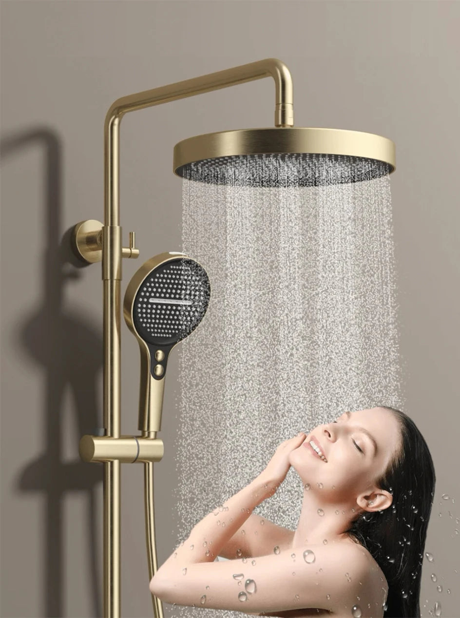 Rose Gold Piano Bathroom Shower System Solid Brass