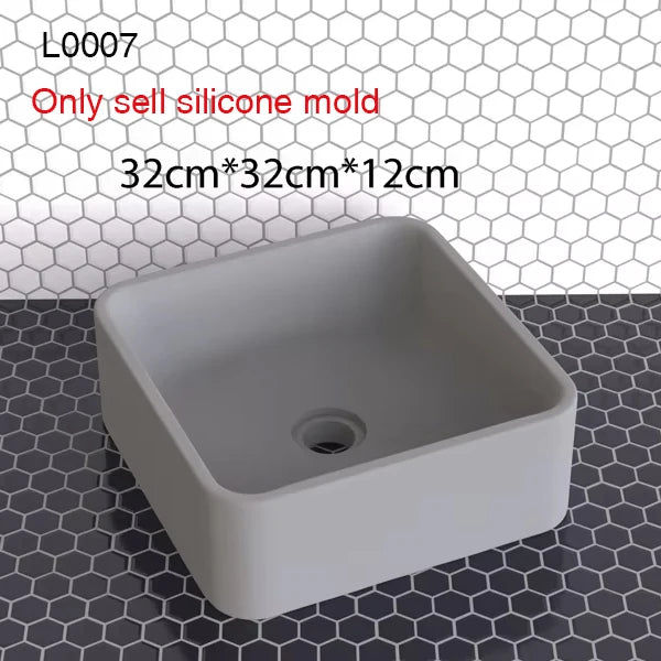 Circular Concrete Sink Silicone Mold Bathroom Square Sink