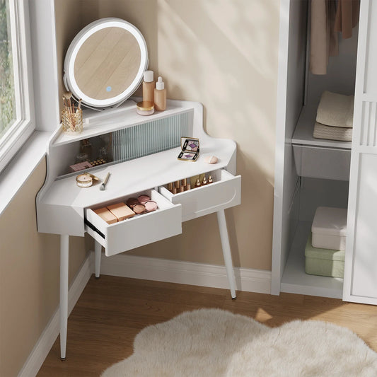 Woltu White Dresser Vanity Corner Dressing Table Mirror