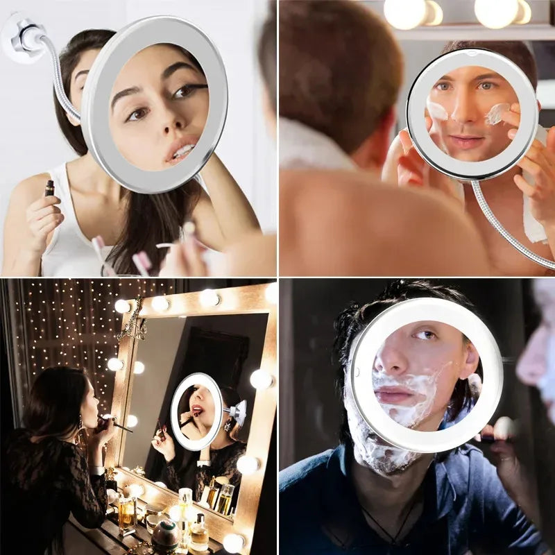 Led Makeup Mirror 10x Magnifier & Flexible Gooseneck