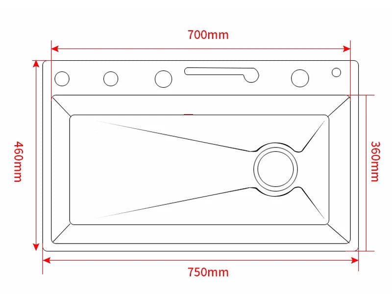 Stainless Steel Sink Faucet Digital Display Large Bowl