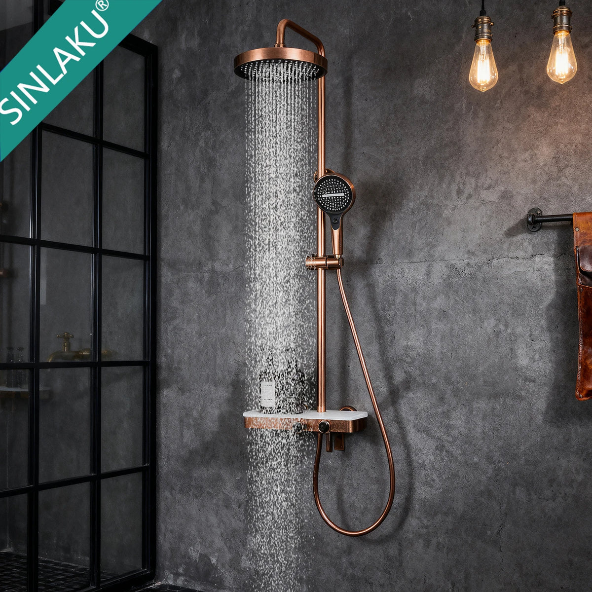 Kemaidi Rose Gold Bathroom Shower Rainfall Cold Control