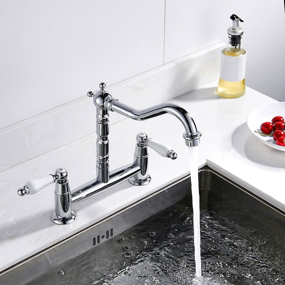 Ceramic Handle Faucet European Style Full Brass Retro