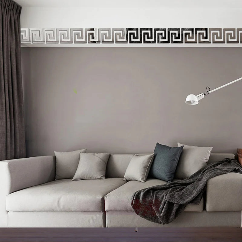 10x10cm Building Border Acrylic Wall Mirror Sticker Wall