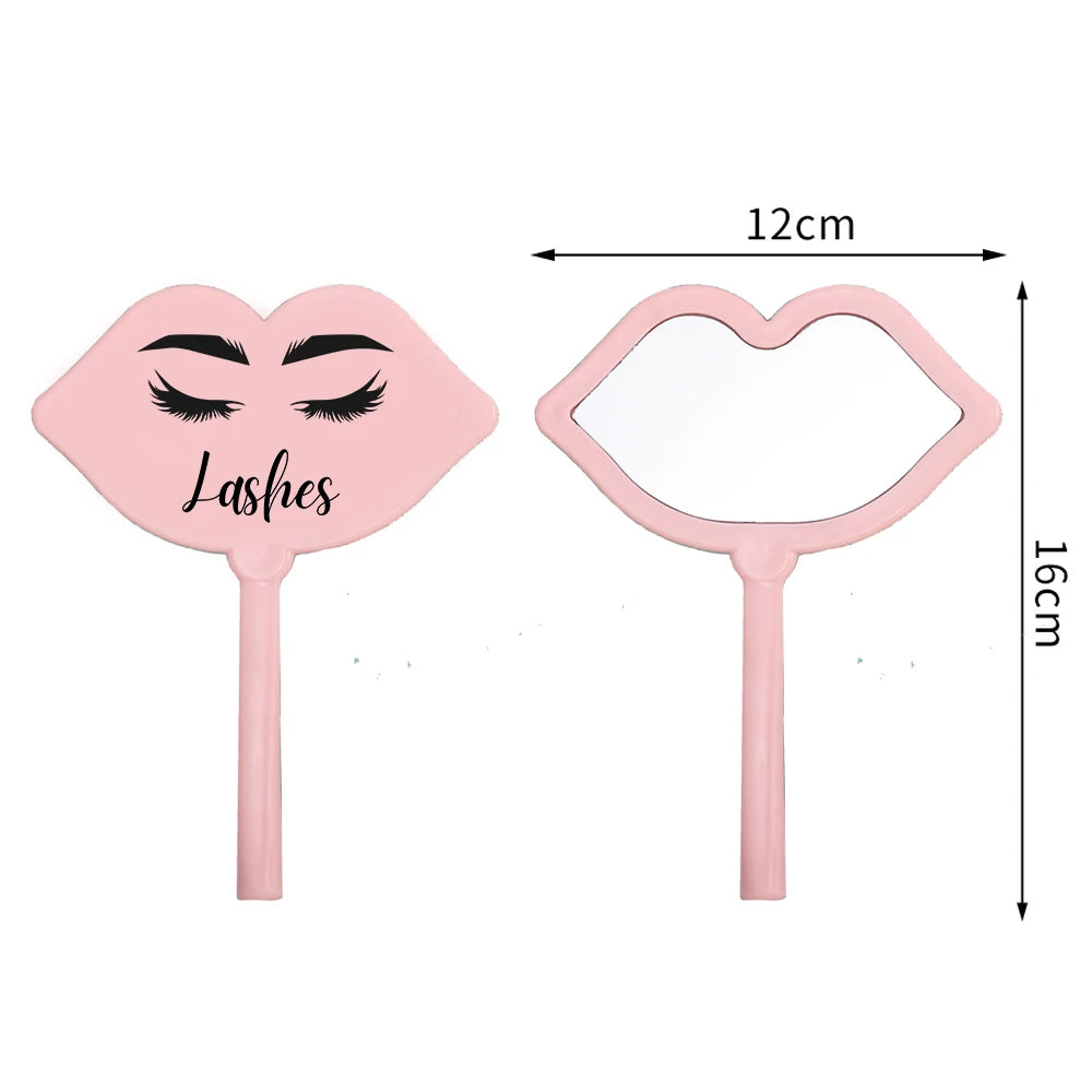 Pc Lip Shape Handheld Makeup Mirror Lash Tech