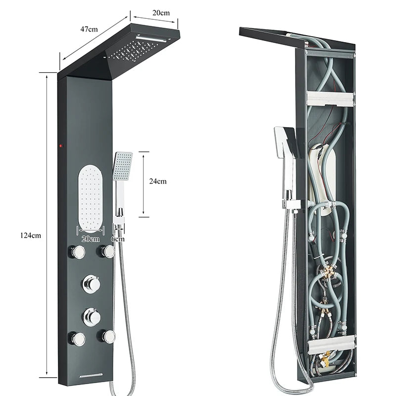 Rain Waterfall Shower Panel Faucet Body Massage Jets