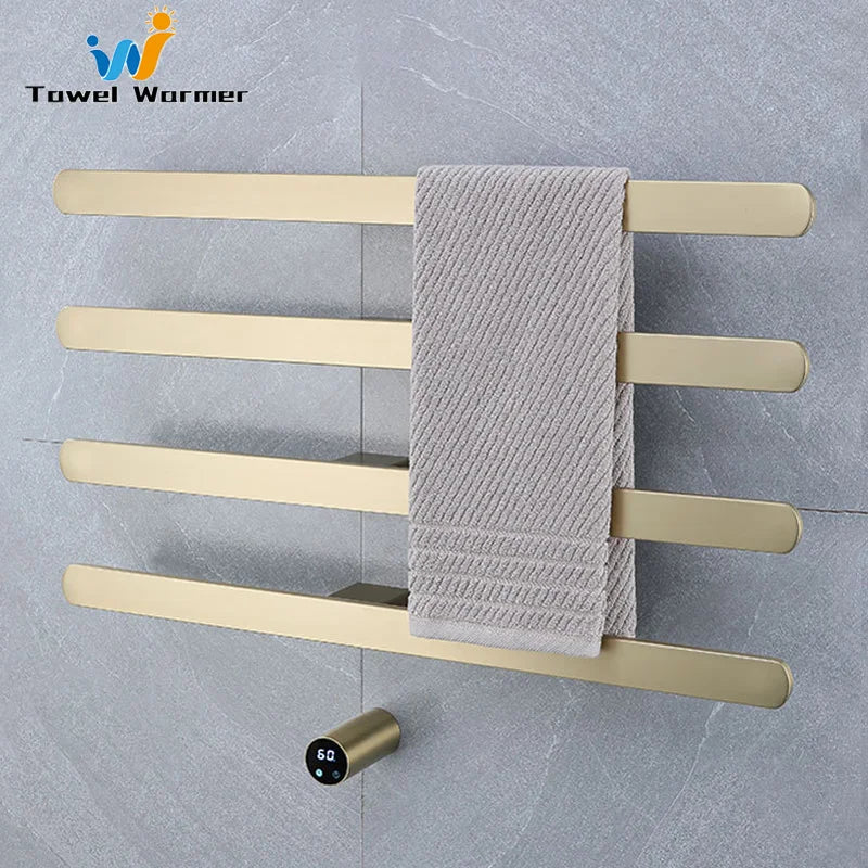 Brushed Gold Hidden Installation Towel Warmers Temperature Time