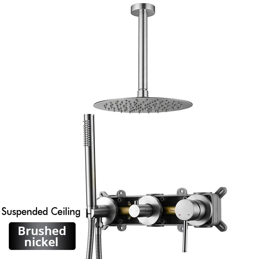 Gunmetal Shower Faucet 8-16 Wall Mounted Concealed Control