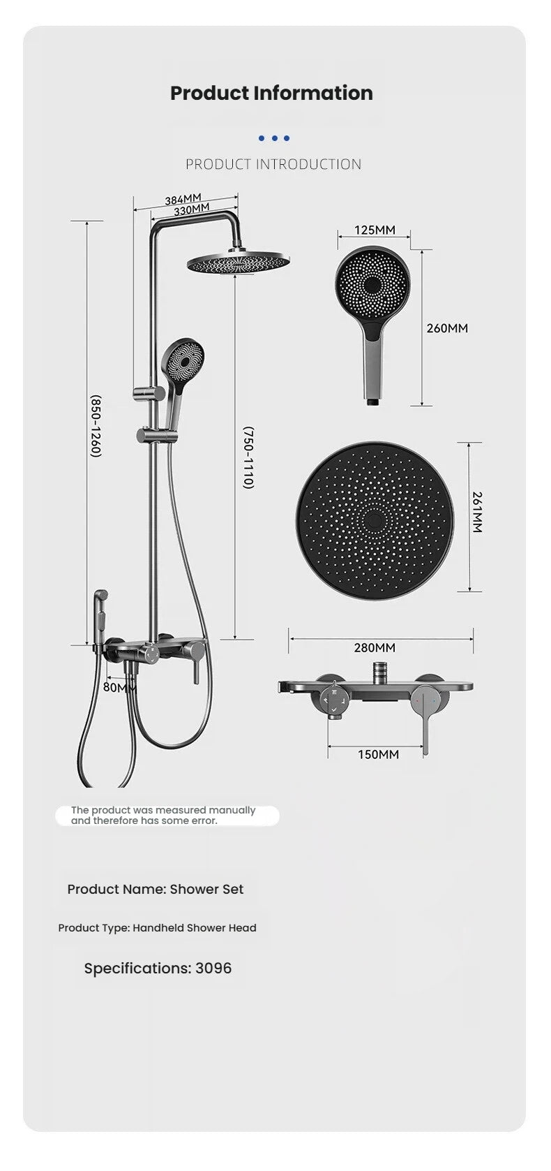 Modern Bathroom Gun Gray Aluminum Minimalist Shower Cold