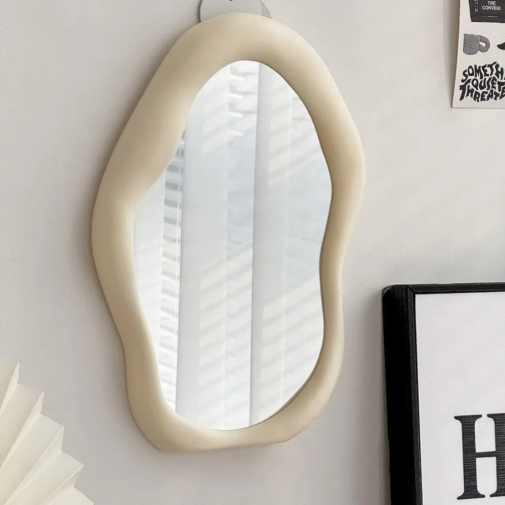 1pc Cream Style Makeup Mirror Decorative Irregular Simple