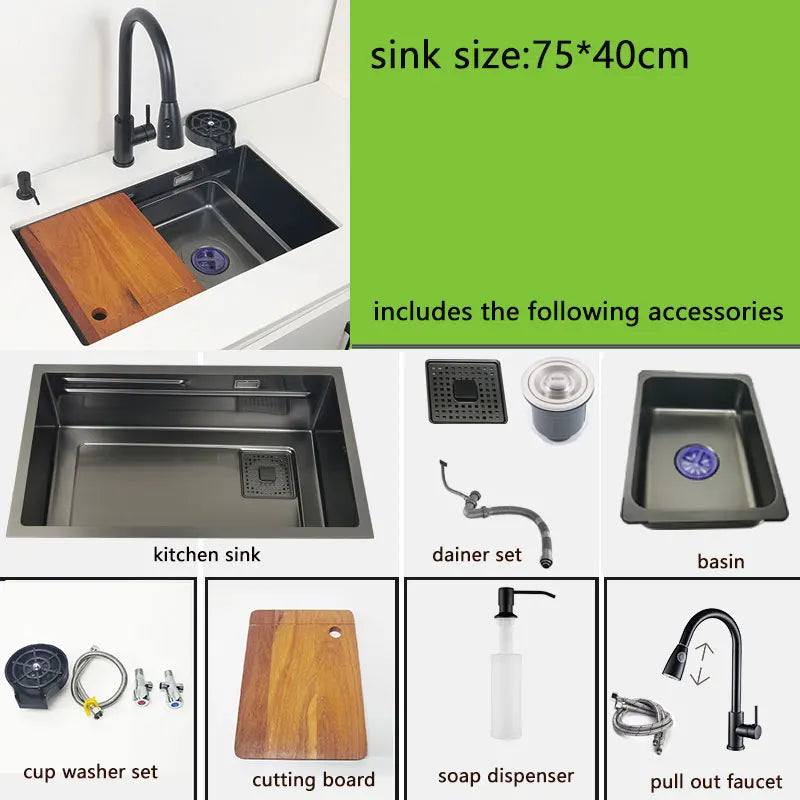 Undermount Or Above Mount Sink Matt Black Nano