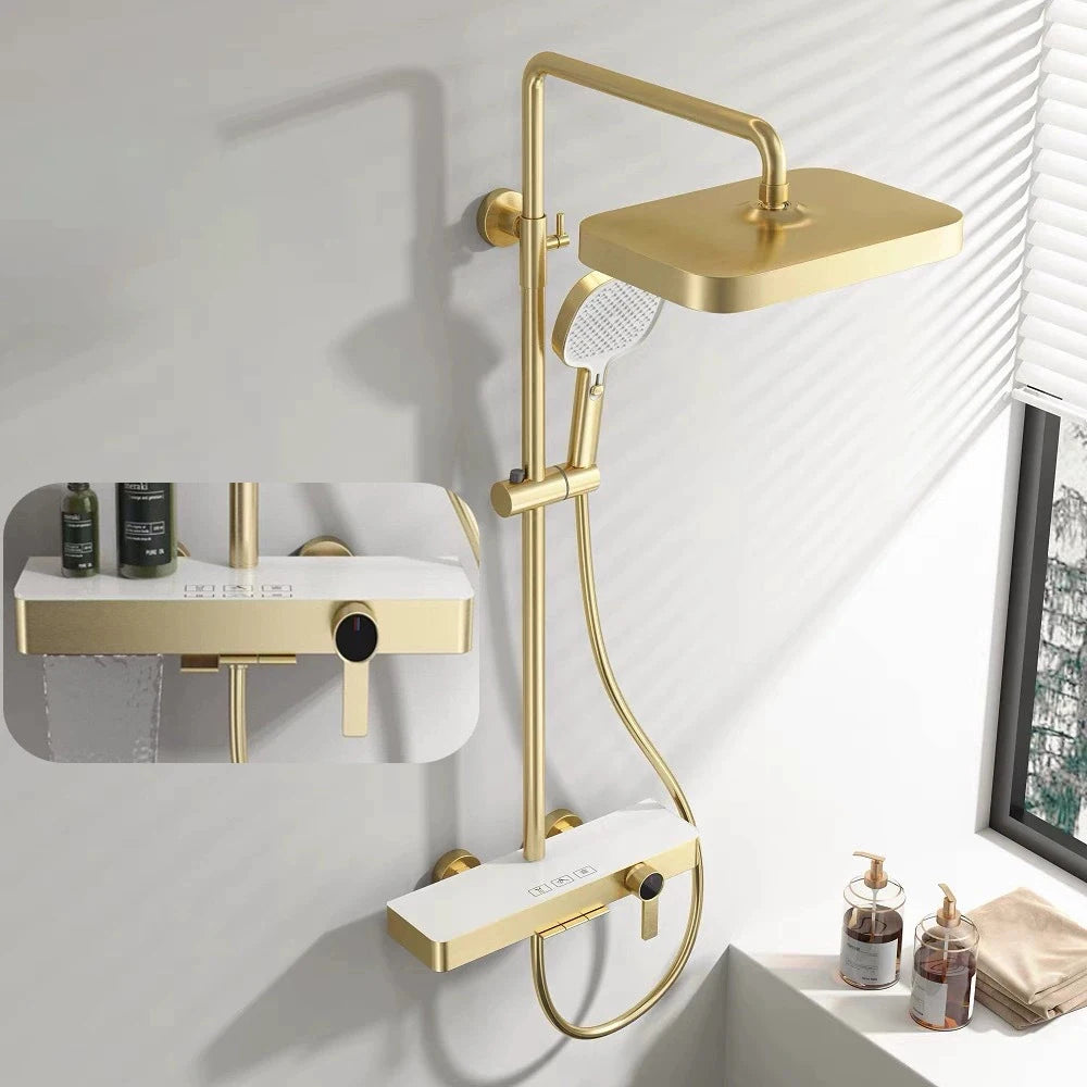Cold Bathroom Shower System Sprinkler Brushed Rose Gold