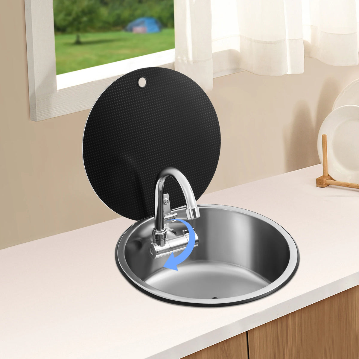 Rv Sink Camper Lid Foldable &Cold Faucet Pipes