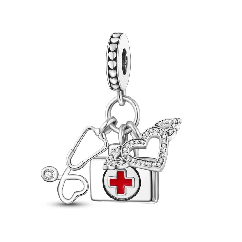 Original 925 Sterling Silver Medicine Cabinet Stethoscope Charms