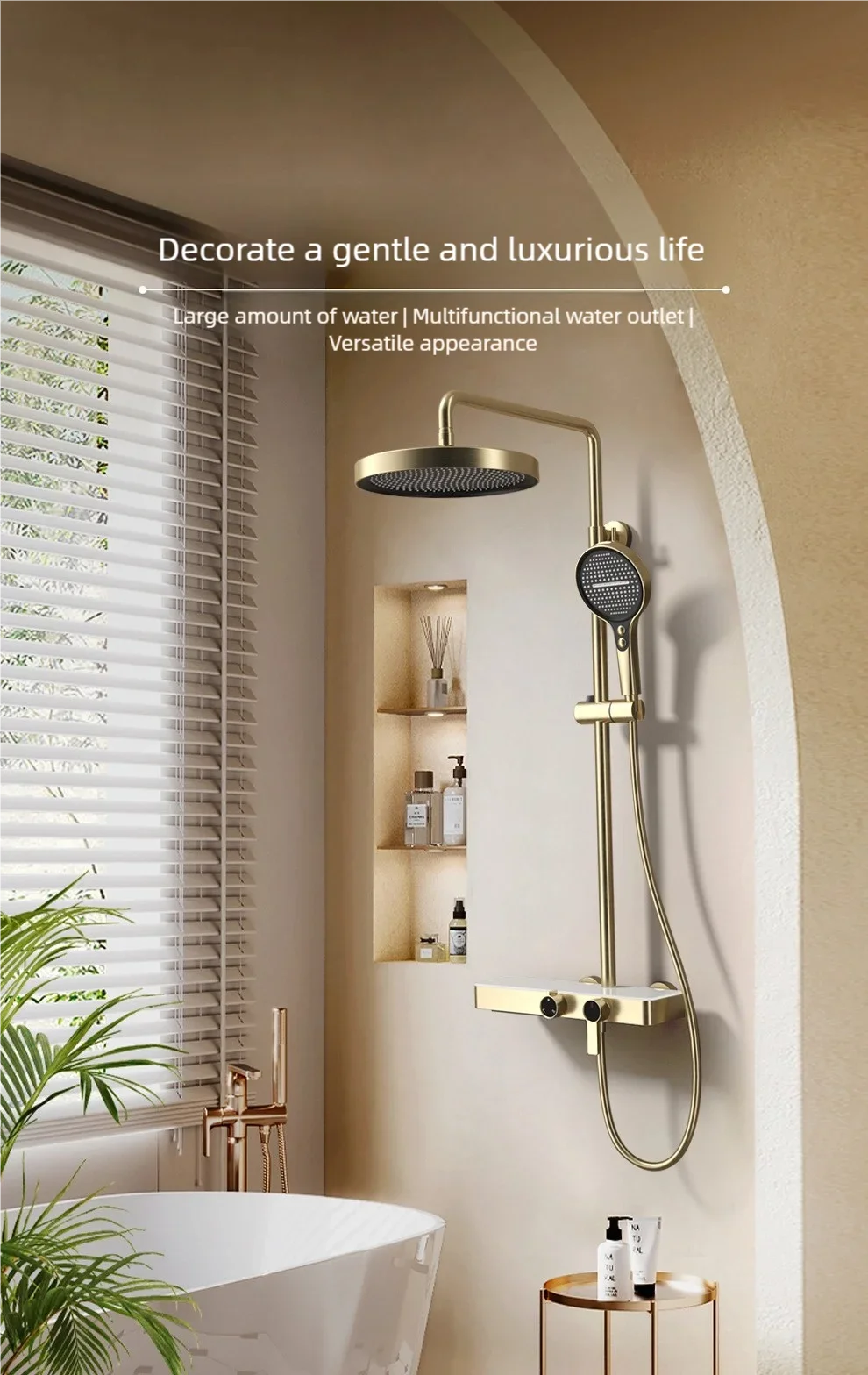 Kemaidi Rose Gold Bathroom Shower Rainfall Cold Control