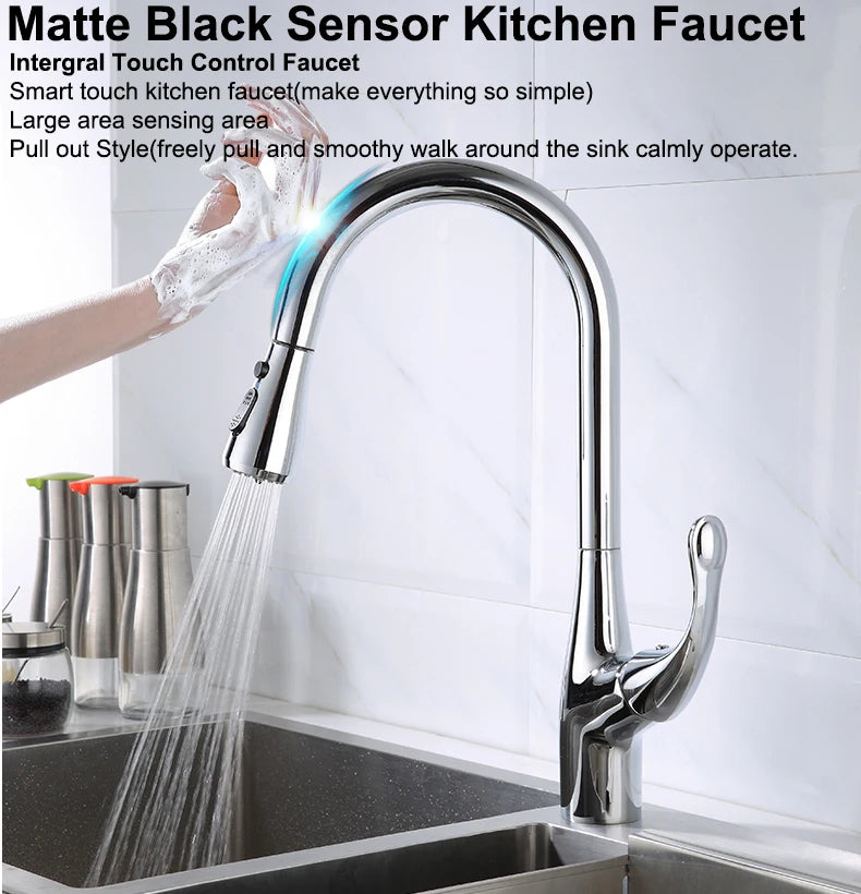 Brass Touch On Fauct Pull Down Cold Sink