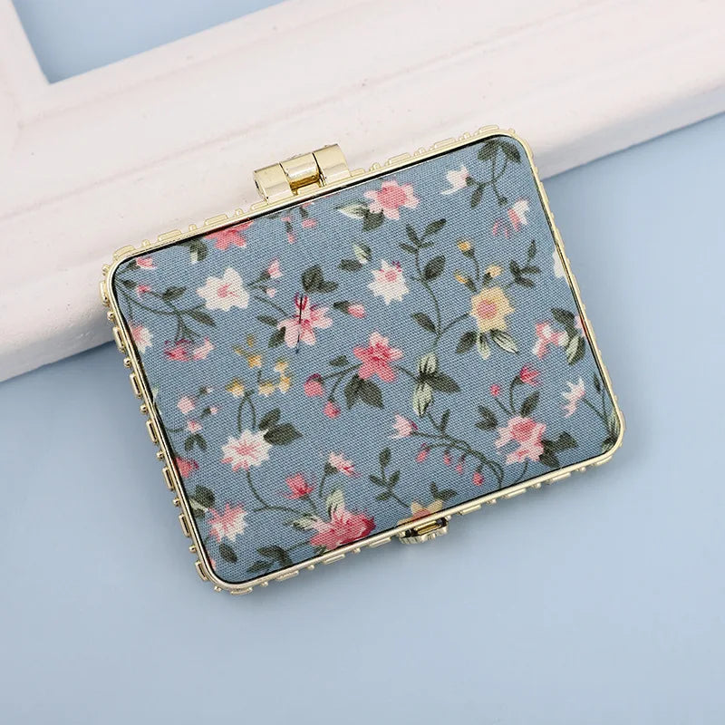 Vintage Foldable Makeup Mirror Mini Heart Round Makeup