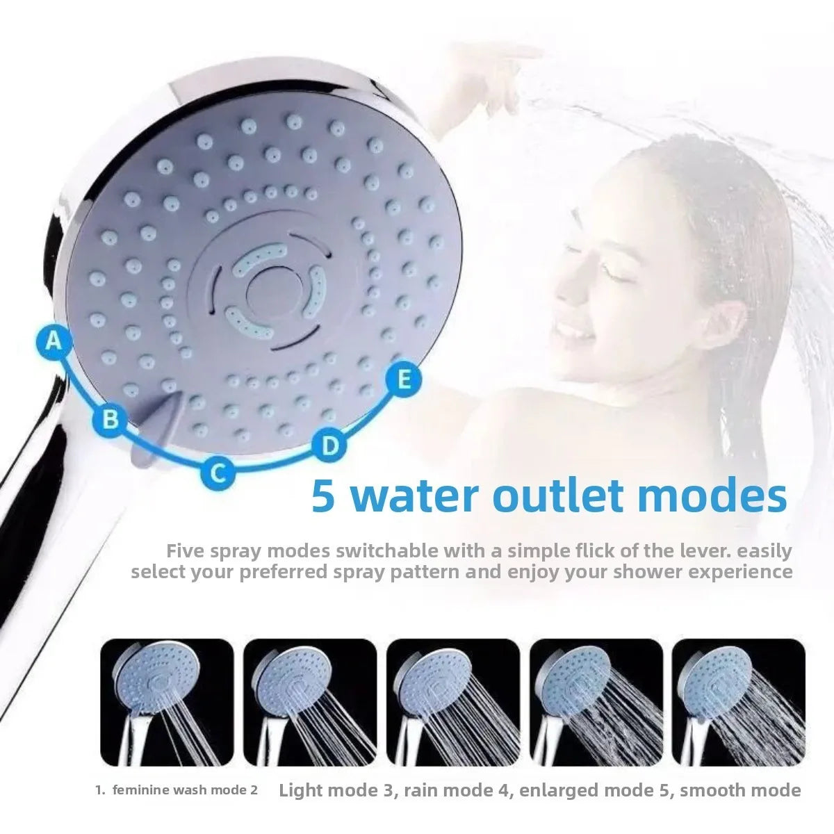 Modes Rain Shower Head High Pressure Hand Held
