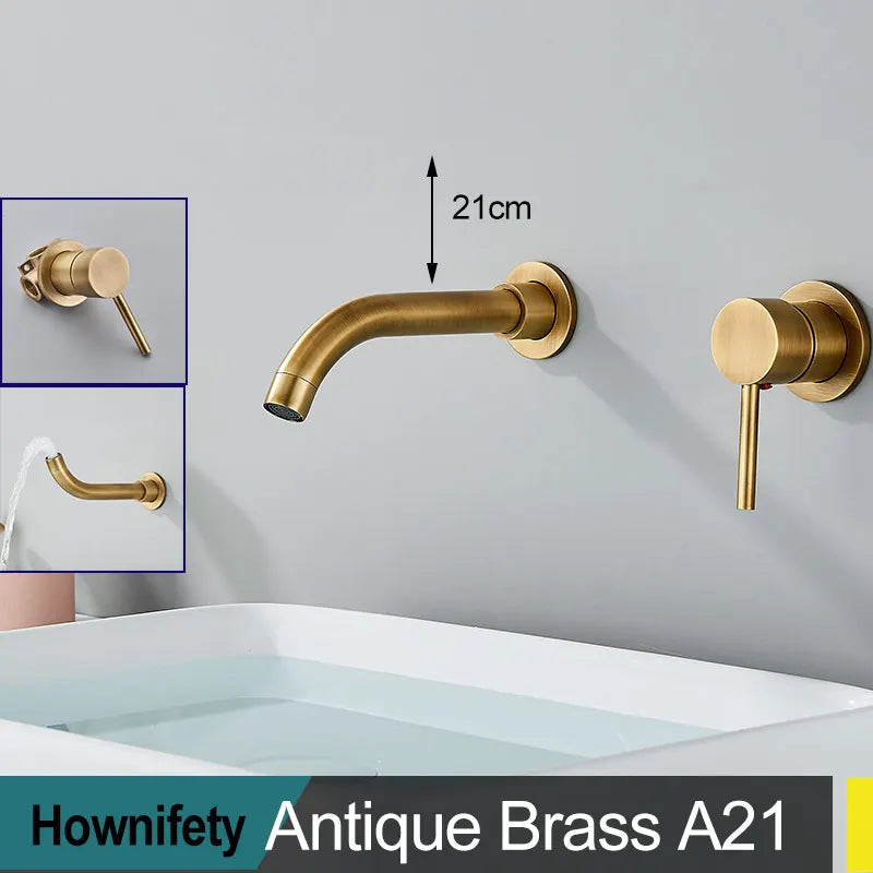 Wall Mount Bathroom Basin Faucet Embedded Split Cold
