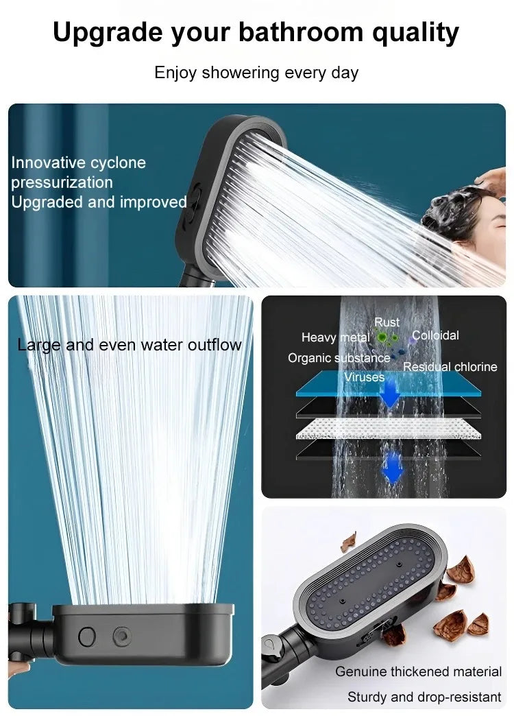 High Pressure Shower Head Modes Adjustable Spray Massage