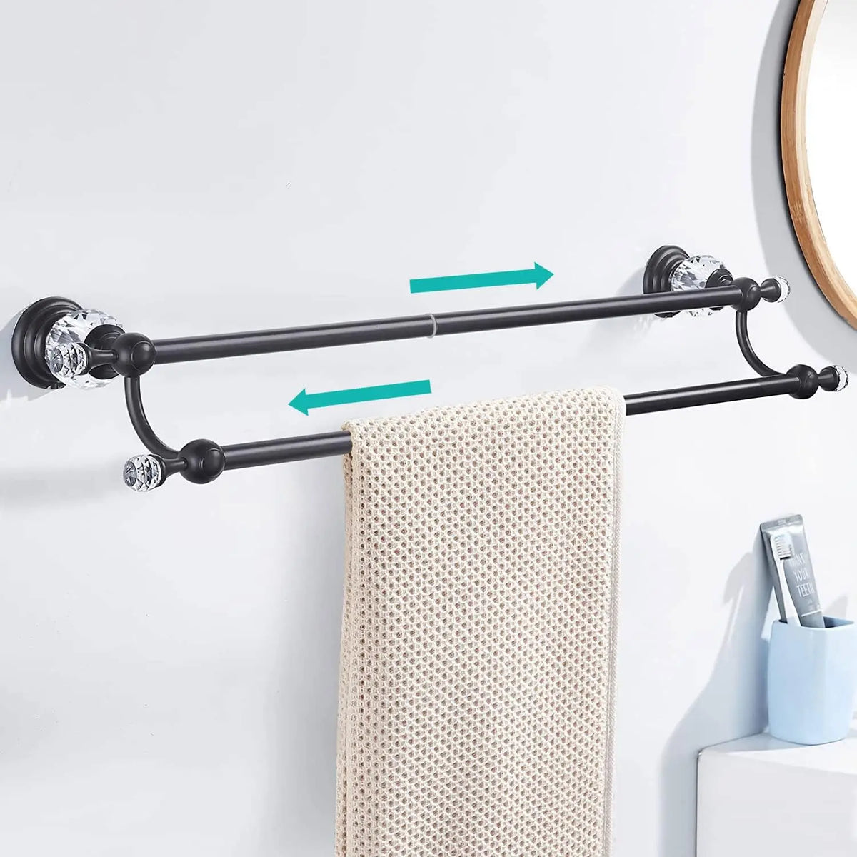 Luxury Crystal Gold Bathroom Hardware Wall Mounted Retractable
