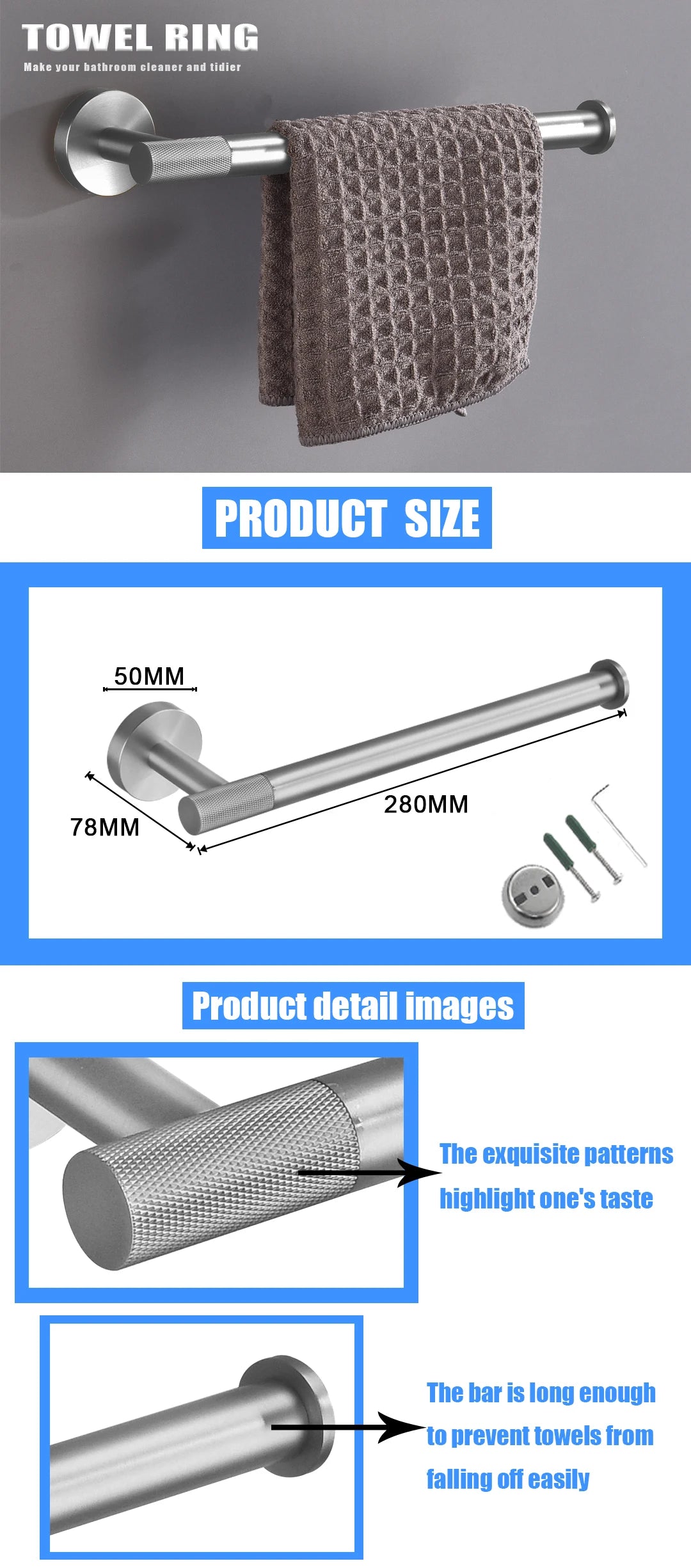 Brushed Nickel Bathroom Wall Mount Bath Shelf Robe