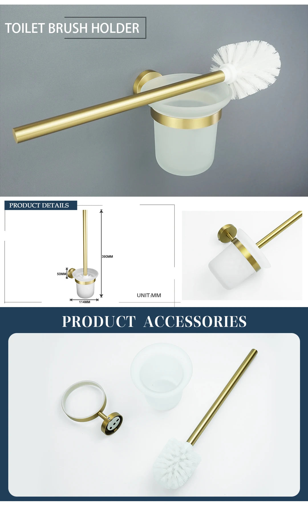 Brushed Gold Towel Bar Toilet Seat Rack Robe