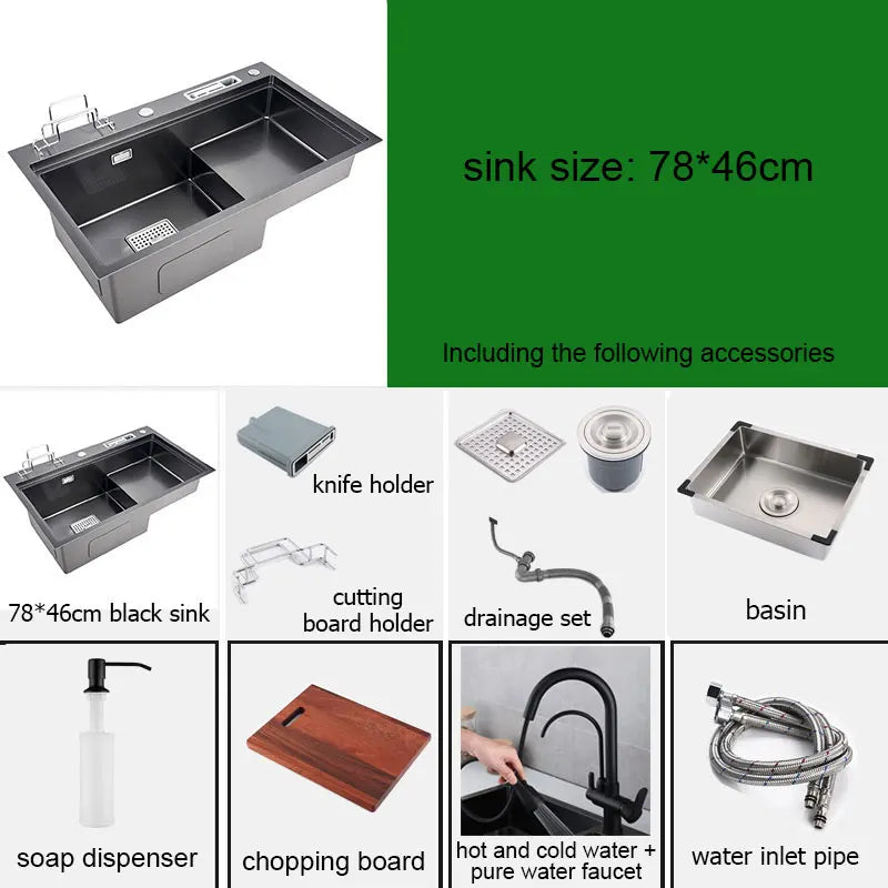 High Low Sink Water-Saving Design Matte Black Knife