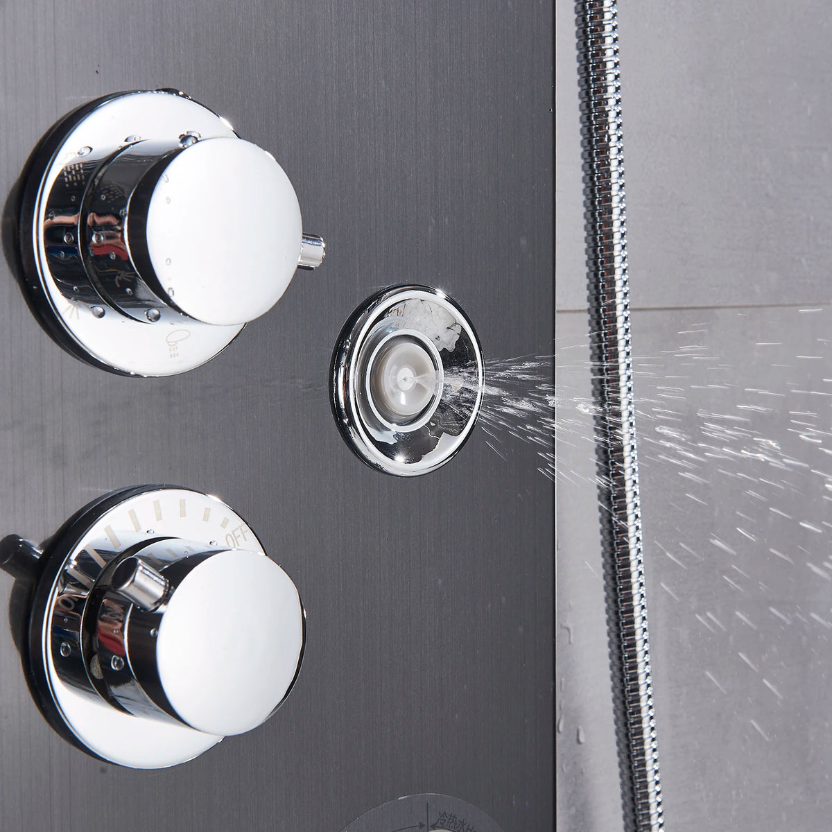 Black Led Shower Panel Column Shower Faucet Bathtub