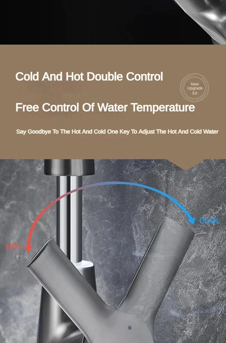 Pull Out Lift Faucet 360 Rotatable Bathroom Basin