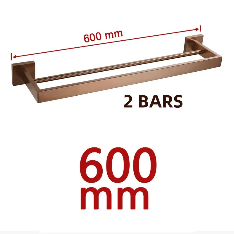 Brushed Rose Gold Towel Rack Robe Hook Bathroom
