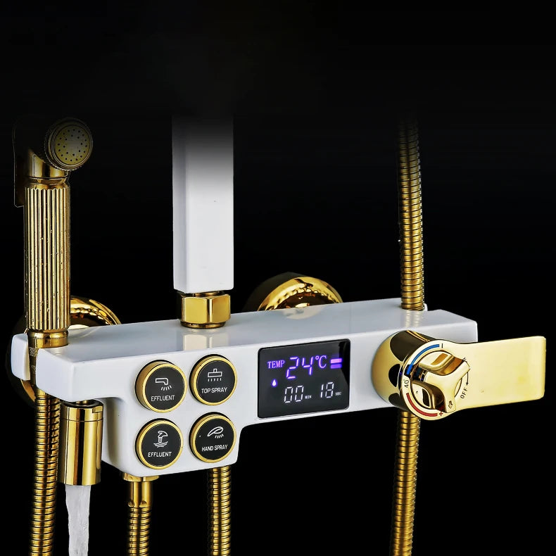 Thermostatic Bathroom Shower System Solid Brass Bathroom Faucets