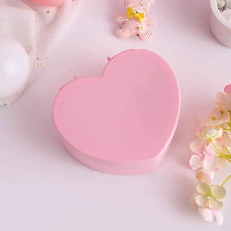 Pink Girl Heart Makeup Jewelry Storage Box Desktop