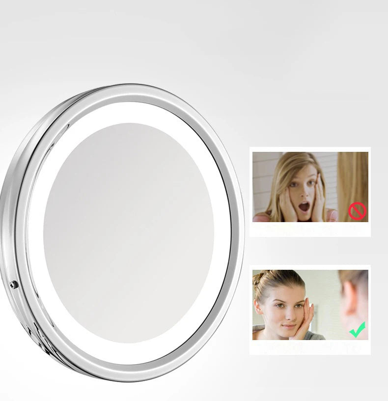 Rechargeable Led Folding Bathroom Makeup Mirror Wall Mounted