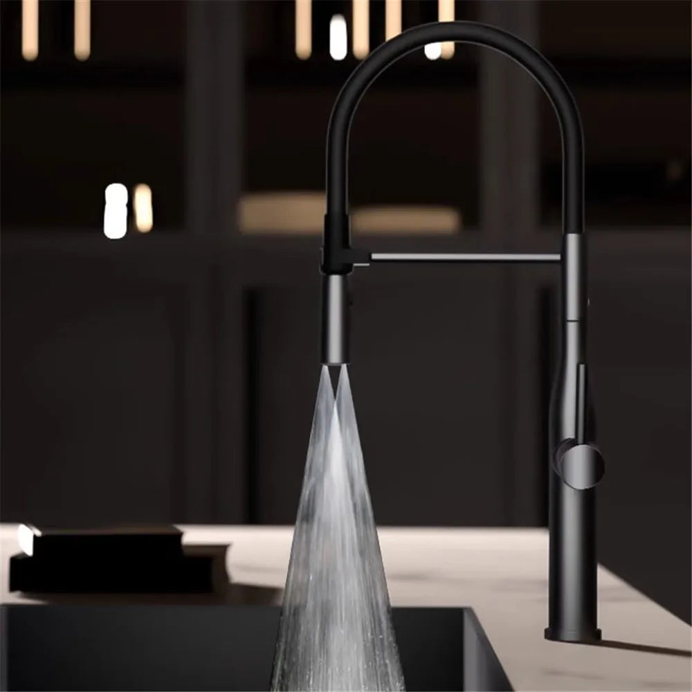 Brushed Gold Pull Out Faucet Gray Pull Out