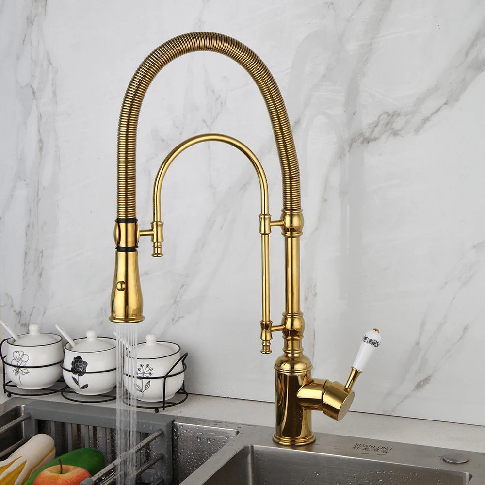 Zappo Gold Chrome Sink Faucet High Arc 360