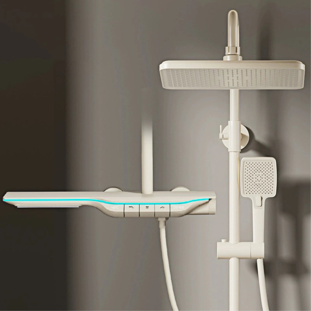 Luxury Brass Gun Gray Shower System Intelligent Led